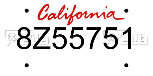8Z55751 California License Plate
