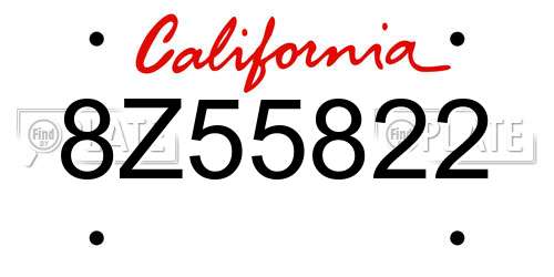 8Z55822 California License Plate