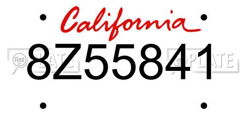 8Z55841 California License Plate