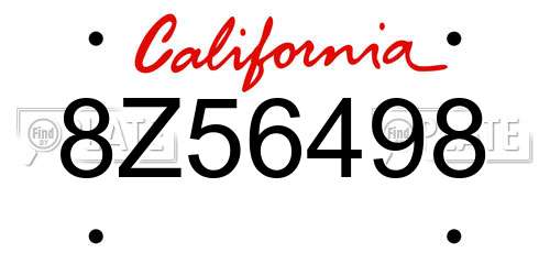 8Z56498 California License Plate