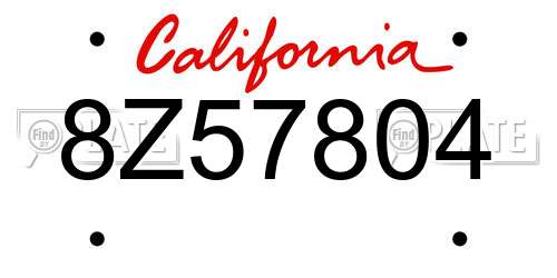 8Z57804 California License Plate