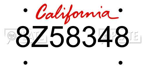 8Z58348 California License Plate