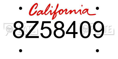 8Z58409 California License Plate