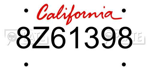 8Z61398 California License Plate