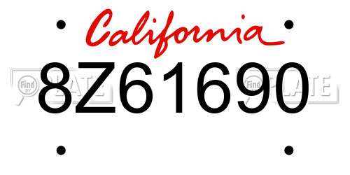8Z61690 California License Plate