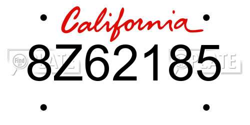 8Z62185 California License Plate