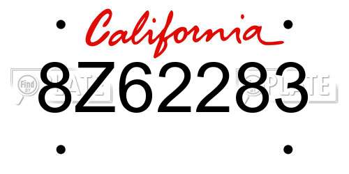 8Z62283 California License Plate