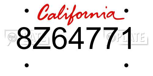 8Z64771 California License Plate