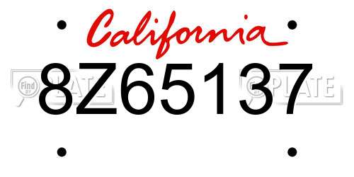 8Z65137 California License Plate