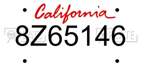 8Z65146 California License Plate