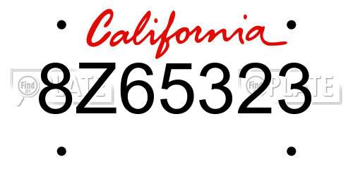 8Z65323 California License Plate