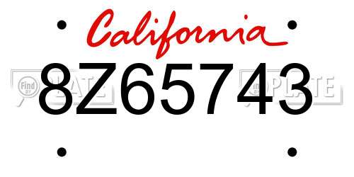 8Z65743 California License Plate