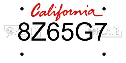 8Z65G7 California License Plate