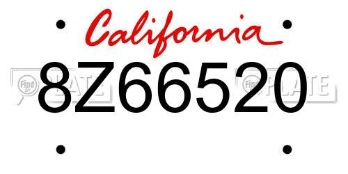 8Z66520 California License Plate