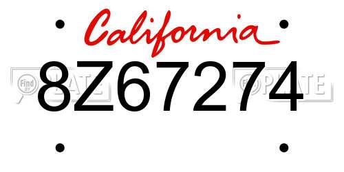 8Z67274 California License Plate