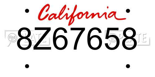 8Z67658 California License Plate