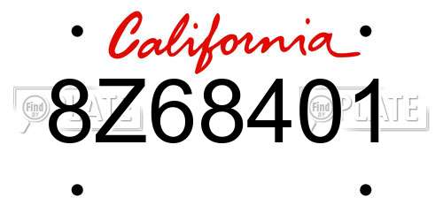 8Z68401 California License Plate