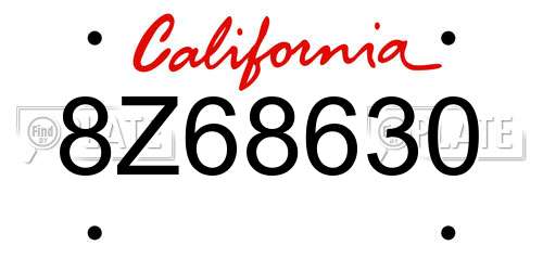 8Z68630 California License Plate