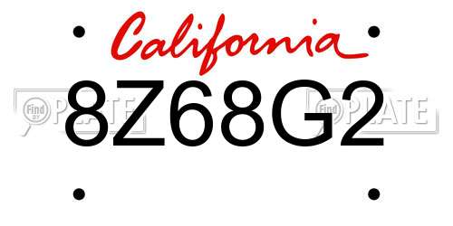 8Z68G2 California License Plate