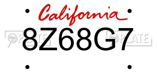 8Z68G7 California License Plate