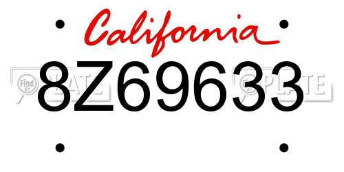 8Z69633 California License Plate