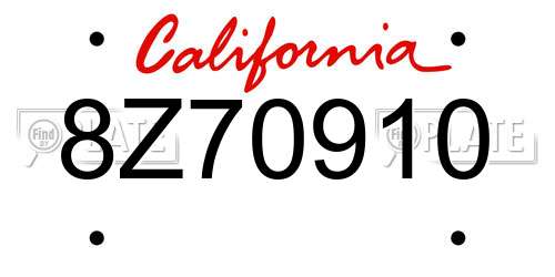 8Z70910 California License Plate
