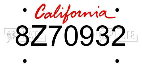 8Z70932 California License Plate