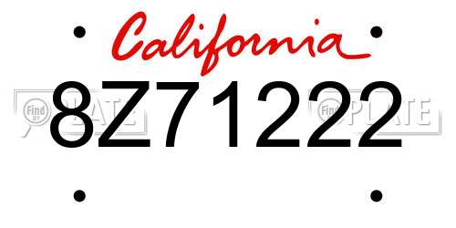 8Z71222 California License Plate