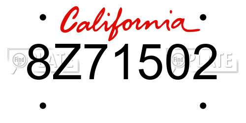 8Z71502 California License Plate
