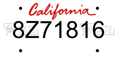 8Z71816 California License Plate