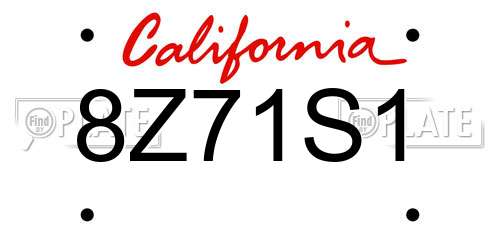 8Z71S1 California License Plate