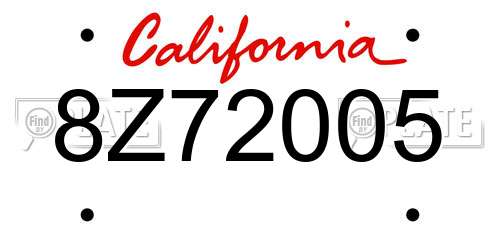 8Z72005 California License Plate