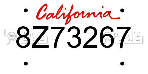 8Z73267 California License Plate