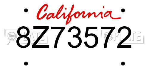 8Z73572 California License Plate