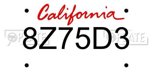 8Z75D3 California License Plate