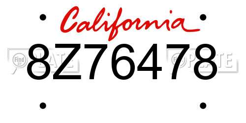 8Z76478 California License Plate