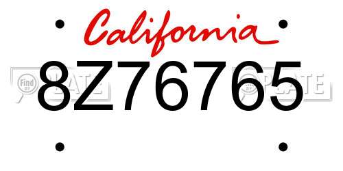 8Z76765 California License Plate