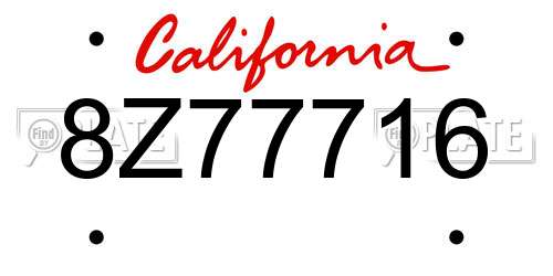 8Z77716 California License Plate
