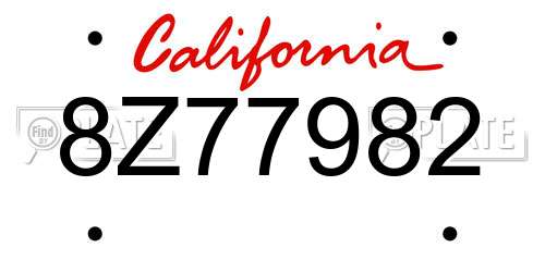 8Z77982 California License Plate