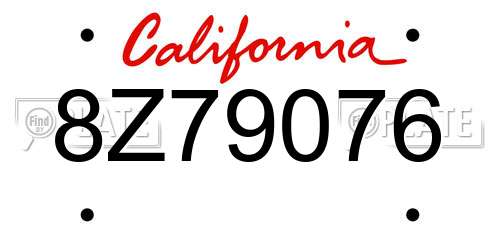 8Z79076 California License Plate