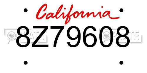 8Z79608 California License Plate