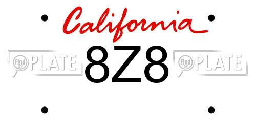 8Z8 California License Plate