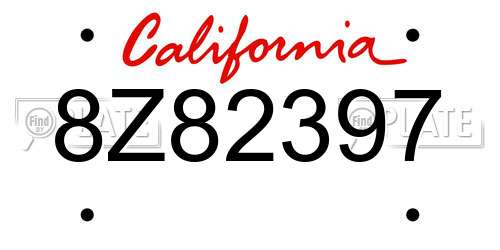 8Z82397 California License Plate