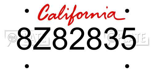 8Z82835 California License Plate