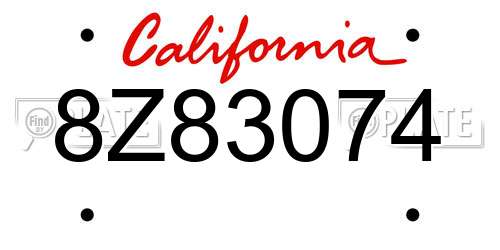 8Z83074 California License Plate