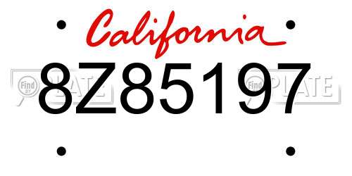 8Z85197 California License Plate