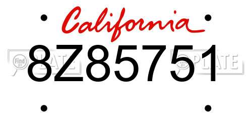 8Z85751 California License Plate