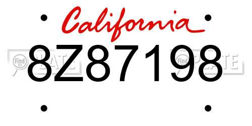 8Z87198 California License Plate