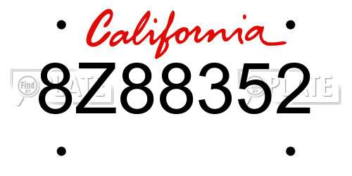 8Z88352 California License Plate