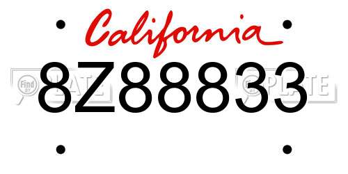 8Z88833 California License Plate